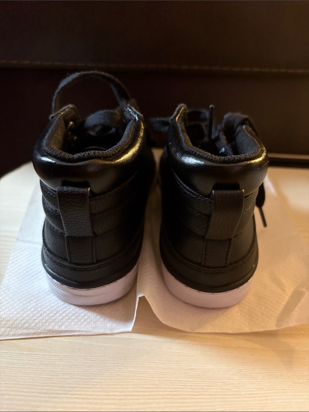 The Children's Place Black High-Top Kids Sneakers with White Soles